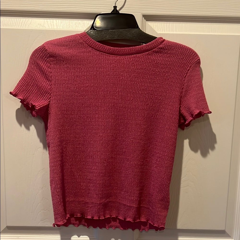 Kids Pink Ruffle Hem Top size Large 10/12